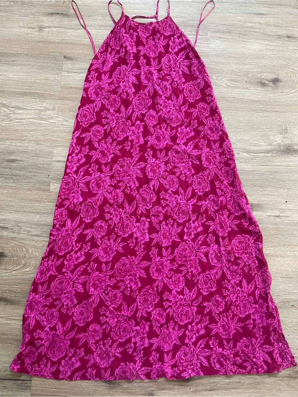 Billabong Fuchsia Pink Floral Backless Maxi Dress